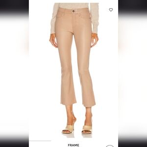FRAME Le Crop Mini Boot Lamb Leather Pants Toasted Almond Cropped Bootcut Size30